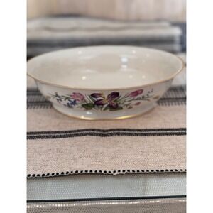 Franciscan Fine China Mariposa Oval Vegetable Bowl Floral Iris Gold Trim Vintage